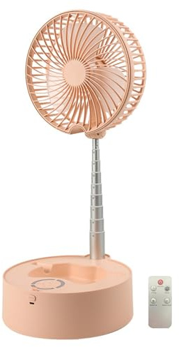 Zambuph Ventilador de recargable con ajuste de viento 3 velocidades, ventilador portátil, ABS recargable, almacenamiento plegable portátil, mando a distancia rosa, 7200mA