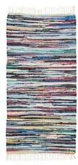 andiamo Boho Teppich Multi aus 100% Baumwolle - handgewebter Flickenteppich mit Fransen Fleckerlteppich Teppich bunt 70 x 140 cm