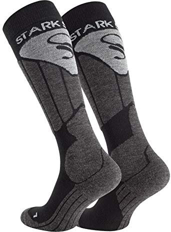 STARK SOUL Damen & Herren Skisocken, Funktionssocken, Snowboard- Skistrümpfe mit Spezialpolsterung, grau, Gr. 43-46