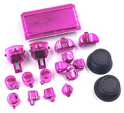 Dpad L2 R2 L1 R1 Trigger Buttons Dpad Thumbsticks für PS4 Pro Slim JDM 040 JDS040 JDM 050 JDS050 Controller Chrome Hot Pink
