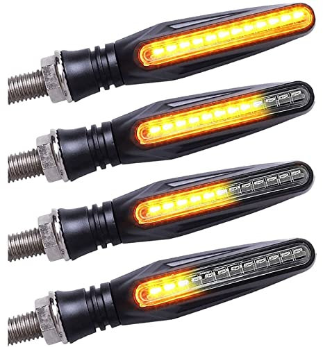 FEZZ LED Blinker Motorrad E Geprüft Universal Tagfahrlicht Mit Lauflicht, Bernstein (4 Stück)