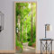 Stickers 3D Porte Poster Paysage De Chemin De Forêt Verte Créatif Papier Peint Porte Trompe L'Oeil Pour Salon Chambre Décoration De La Maison Stickers Muraux Imperméable Stickers Amovibles 77X200Cm