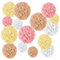 15er Set Seidenpapier Pompoms, inkl. Satinbänder (je 1.20m), inkl. Geschenkverpackung, mit deutscher Videobastelanleitung (Weiß Gelb Apricot Rosa)