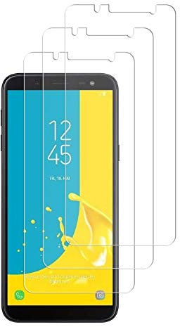 WEOFUN Lot de 3 films de protection d'écran pour Samsung Galaxy J6 2018, dureté 9H, anti-rayures, anti-huile, anti-bulles, film de protection d'écran HD
