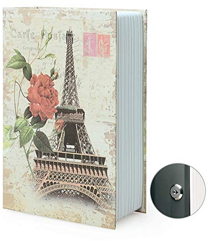 Boîte de rangement pour livre de détournement, coffre-fort secret pour dictionnaire avec serrure/clé à combinaison de sécurité, coffre-fort caché pour livre de détournement (Paris-Clé)