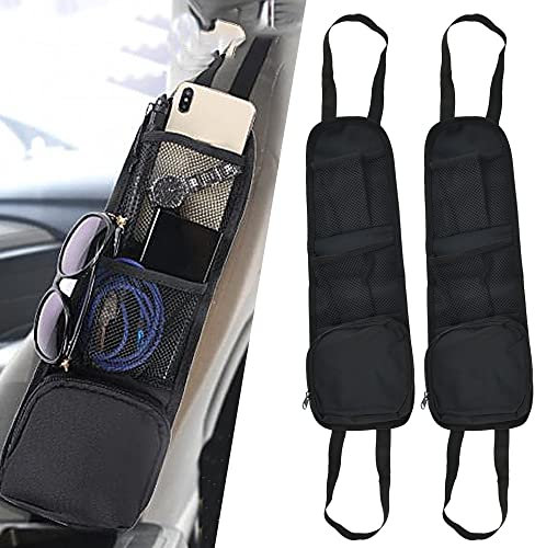 OTTYMO 2 Stück Auto Aufbewahrungstasche Faltbare Autositz Seitenorganisator aus 600D Oxford-Tuch + Mesh, Verschleißfest Schwarz Autositze Organizer Tasche für Autositz(Etwa 42 * 14cm)