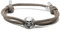 Nato Cuff - Totenkopf Skull Armband in Silber 925 - Lederschnur - Herren- oder Damenschmuck Handgefertigt in Frankreich (Grey Suedine)
