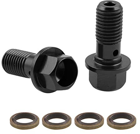 iSpchen Hohlschraube 2 Sätze Aluminium M10 x 1,25mm Banjo Hohlschrauben Unterlegscheibe Kit Motorrad Bremssattel Hauptzylinder Schraube Zubehör Motorrad Bremspumpe Schrauben,Schwarz