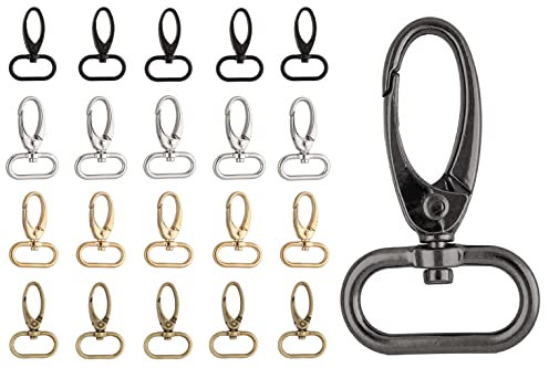 5 Stück Premium - Karabinerhaken drehbar für Taschen Karabiner Haken Gurtbänder Schlüsselanhänger (Silber, 20mm)