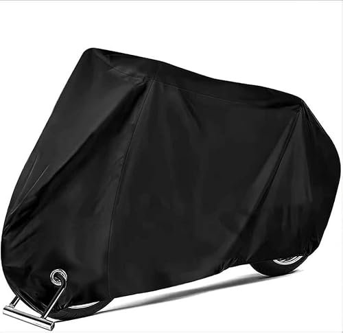 Buystarget Universal Bike Cover for 2 Bikes Waterproof Bicycle Cover with Lock Holes 210T Outdoor Storage Anti Rain UV Weather Windproof Elastic Fits Most Bikes PU Coating Carry Bag Black