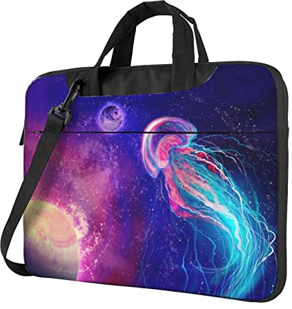 Sacoche pour ordinateur portable 14 pouces Sacs d'ordinateur fantaisie galaxie méduses imprimées Housse rembourrée pour homme et femme