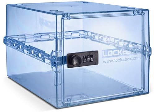 Lockabox One™ | Premium Lockable Medicine Box (A4-Sized) | Medium Lightweight & Hygienic Medicine Lock Box | Made In Britain | External Size 31 x 21 x 17 cm (Light Medi Blue)