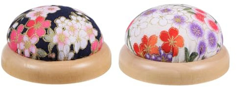 QUARKZMAN 2 Stück Nadelkissen mit Holzbasis im japanischen Stil, rundes Nadelkissen