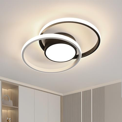 Riserva Deckenleuchte LED Rund, 42W Deckenlampe Modern, 4500K Natürliches Licht, LED Deckenbeleuchtung Schwarz für Schlafzimmer, Flur, Halle, Küche, Esszimmer