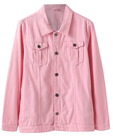 Veste en jean pour homme - Veste en jean à manches longues - Imperméable - Robuste - Pour l'automne, rose, XXXL