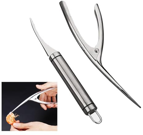 BINQER 2 Pcs Shrimp Deveiner Tool Prawn Peeler Stainless Stee Seafood Outer Shell Cleaner Professional Portable Practical Gadgets Kitchen Home Essentials