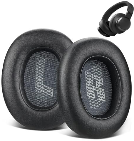 Elecphbo Replacement E650 E65 Earpads for JBL Live E65BTNC, 650BTNC, 660BTNC, 750NC Duet NC Headphone Ear Cushions with Softer Leather, Repair Parts(Black)