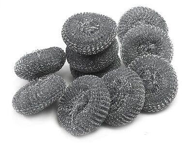 6 Pack Galvanised Steel Scourers Sponge Scrubbers Metal Steel Wool Scouring Pad - Stainless Steel Cleaner Cleaning Sponges Metal Scourer Wire Wool Sponge Scourer Heavy Duty Commerial use