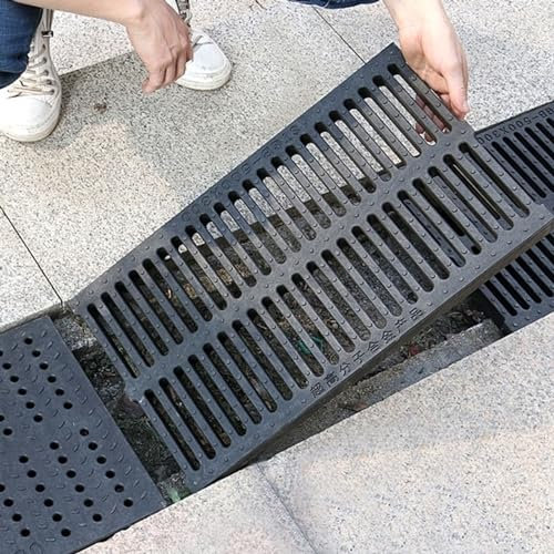 Kunststoff-Kanal-Abflussabdeckung, Entwässerungsgitter für Garageneinfahrten im Freien/Kanaldeckel für Grabenentwässerungssysteme/Regenwasser-Brunnenplatten mit Abflussloch, Betonboden im Ho