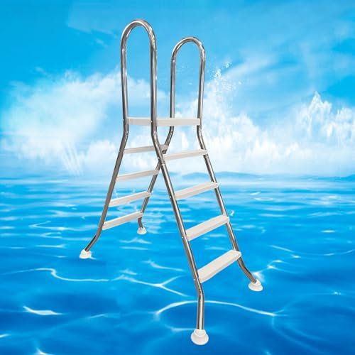 AIBOTY Échelle de Piscine 4 marches en Acier Inoxydable marchepied de Piscine Hors Sol échelle de Piscine antidérapante Robuste pour escalier de Piscine Hors Sol intérieur/extérieur Charge 250kg