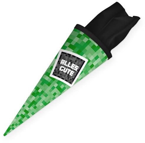 itenga Geschwisterschultüte 35cm Motiv Pixel Geschenkverpackung kleine Schultüte für Schüler Studenten zum Schulstart Ausbildungsstart Studium (Motiv Pixel - Alles Gute)