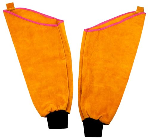 VILLFUL Manguitos de Soldadura Resistentes Mangas de Protección de Brazo Ajustables Piel Gruesa de Vacuno para Trabajo Seguro Soldadura y Jardinería Color Aleatorio Color Aleatorio