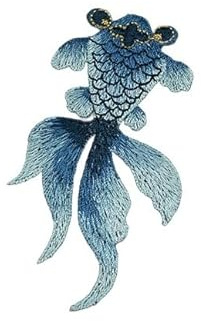 WEKONUMEX Spitzenstickerei-Aufnäher, Goldfisch-Aufnäher for Aufbügeln oder Aufnähen, 5er-Pack, Mehrfarbig, Verschiedene Größen(Lake Blue Left,4 * 8cm 5pcs)