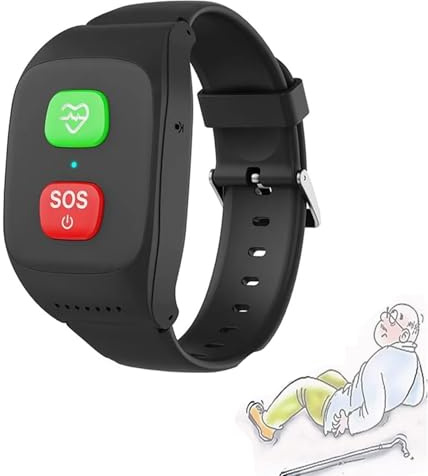 Bracelet SOS Seniors avec détection de chute, bracelet de sécurité GPS pour seniors, avec bouton d'assistance d'urgence, géolocalisation, appels 4G et fonction SOS. Idée cadeau pour parents âgés