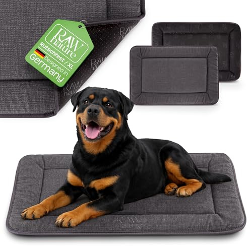 RAW Nature KIVO Hundematte XL, 110x70x3cm, Alpengrau, rutschfest | Extra große Liegefläche für große Hunde, Cord-Liegefläche, rutschfest, waschbar bei 30 °C, für Transportbox & Zuhause