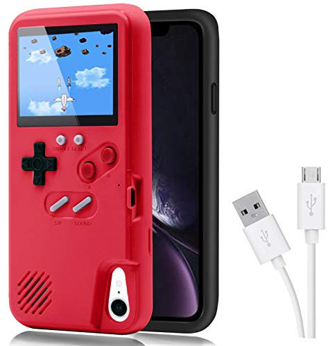 DIKKAR Game Case for iPhone, Retro Protective Case with Own Power Supply, 36 Small Games, Colour Display, Video Game Case for iPhone 6/6s/7/8/SE2 (Red)
