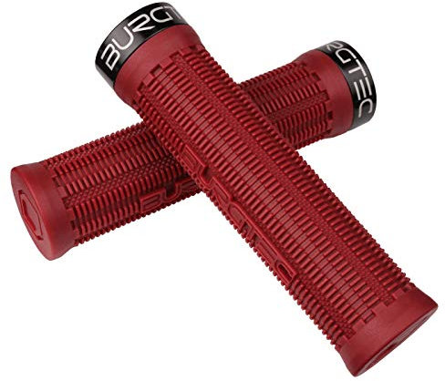 Burgtec Bartender Pro Greg Minnaar MTB Grips - Race Red/Single Lock On Mountain Bike Biking Cycling Cycle Trail Enduro Riding Ride Racing Comfort Handle Bar Handlebar Part Locking Tacky Rubber Pair