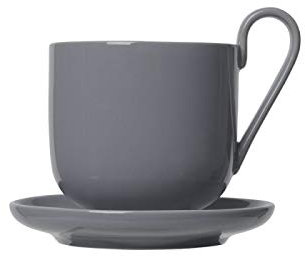 blomus -Ro- Set Aus 2 Kaffeetassen Inklusive Untertassen, Eleganter Grauton, Spülmaschinengeeignet, 290 ml, Farbe Sharkskin 64010
