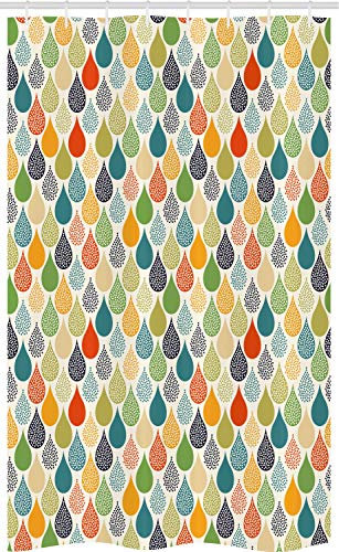 ABAKUHAUS Abstrakt Schmaler Duschvorhang, Bunter großer Tropfen, Badezimmer Deko Set aus Stoff mit Haken, 120 x 180 cm, Grün Teal