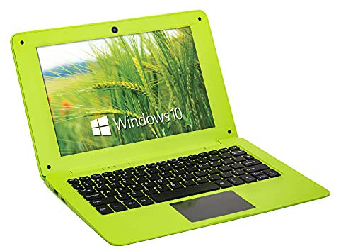 Bigmachine Windows 10 Computadora Portátil Mini 10.1 Pulgadas 32GB Ultra Delgada y Ligera Netbook Quad Core CPU PC HDMI WiFi USB Youtube (Verde)