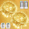2x40LEDs Batteriebetriebene Lichterketten mit Fernbedienung & Timer&wasserdicht, 8 Modi, 16.4 Fuß, Lichterketten für Schlafzimmer, Party, Weihnachtsbaum, Innen- und Außendekoration (Warm weiß)