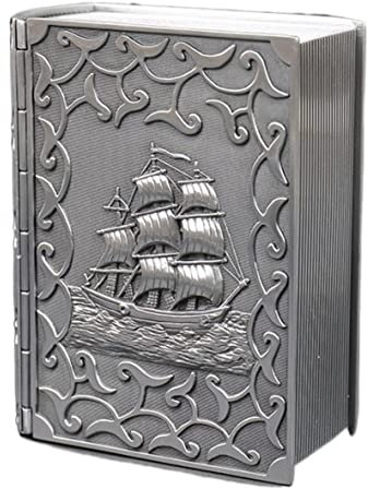 Schmuckkasten Schmuckkästchen Schmuckbox Vintage-Schmuckkästchen Buchform Schmuckkästchen Behälter Silber Metall Antik Für Ring Ohrringe Halskette Aufbewahrung Organizer Schmuckschatulle ( Blue : Bron