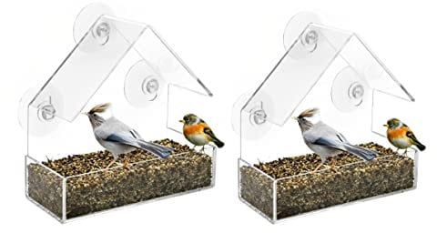 Unibos | Window Bird Feeder | Extra Strong Suction Cups | Windowsill Bird feeders for Wild Birds | Transparent Bird Feeder House | Clear Bird Seed Feeders | Easy to Clean | Garden & Outdoor | UK