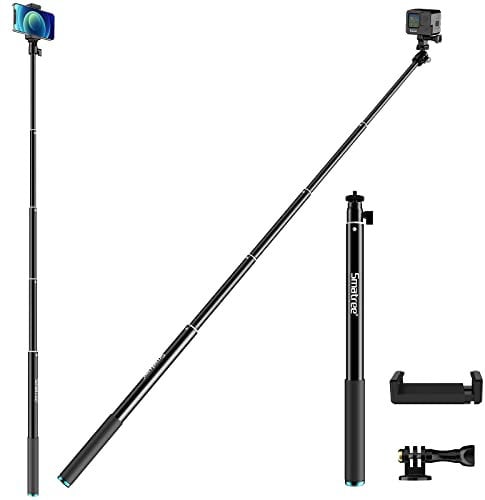 Smatree Palo Selfie Extensible de aleación de Aluminio de 178 cm, monopié telescópico para GoPro Hero max/13/12/11/10/9/8/7/6/5/4/3/2/1/Session, dji Osmo Action 3 e Insta 360, teléfonos celulares