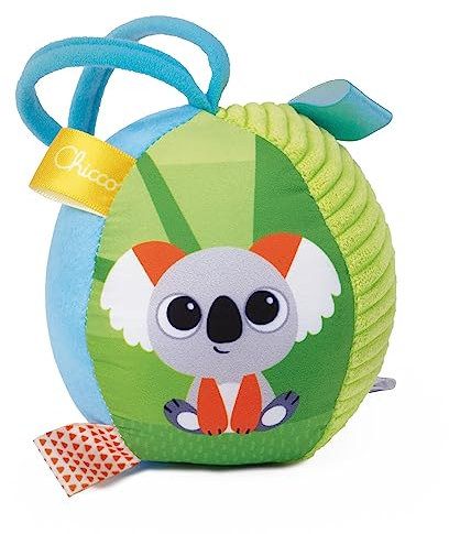 Chicco Weicher Ball, Verschiedene Texturen, leicht zu greifen, fördert Entwicklung des taktilen Empfindens, manuellen Koordination und Krabbelns, kann am Kinderwagen befestigen, 0-18 Monate