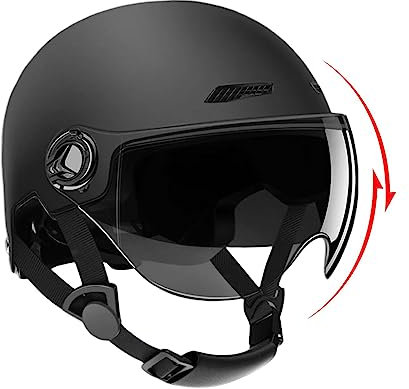 Lambo Casques De Vélo pour Hommes Femme, Casques Demi Scooter Hautement Protecteurs Amortisseur, avec Visière Magnétique, Capuchon Solaire Amovible Et Réglable pour Vélo VTT Vélo des lle