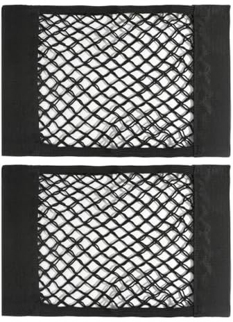 Storage Net, 2 PCS Car Boot Organiser, Mesh Bag for Bottles Groceries Back Seat Truck Trunk, Black Magic Adhesive Cargo Elastic String Pouch