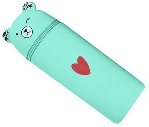 Kuxiptin Étui À Crayon en Silicone Souple, Trousse À Crayons en Silicone, Trousse À Crayons Verticale en Silicone Ou, Trousse À Crayons À Fermeture Éclair, Trousse À Crayons Ours en Silicone Soupl