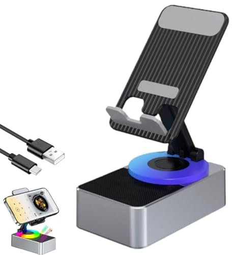 Bluetooth Audio Power Phone Holder, Phone Stand with Bluetooth Speaker, Bluetooth Audio Power Bank Bracket, Foldable Cell Phone Stand with Wireless Bluetooth Speaker, for Home and Outdoors (Black)