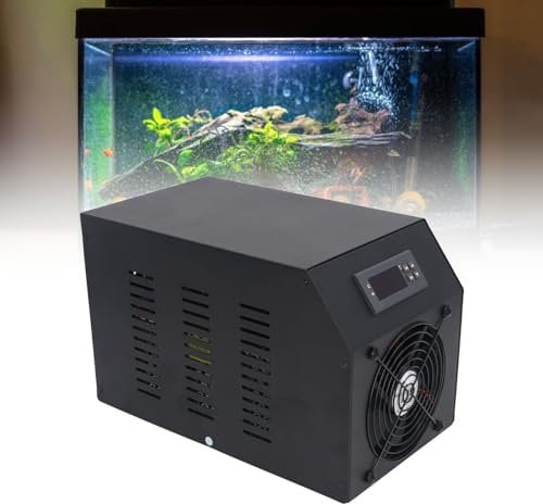 1/4 PS 16 Gal Aquarium Water Chiller, 60L Wasserkühler mit Pumpe und Schlauch, Geräuscharmes Kühlsystem für die Hydrokultur von Fischgarnelen