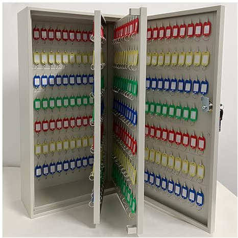 SHENJIA Schlüsselschrank aus Stahl, 300/400/500/600 Schlüssel, große Kapazität, Schlüsselbox mit Haken & Etikett, Schlüsselschrank für Häuser, Hotels, Immobilien und Unternehmen