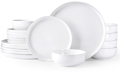 GBHOME Teller- und Schüssel-Set – 18-teiliges Keramik-Geschirr für 6 Personen Kratz- & Spülmaschinenfest | Modernes Geschirr für Mikrowelle & Geschirrspüler