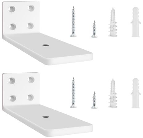 Lot de 2 Equerre Etagere Murale, Équerre Industrielle, Supports D'étagère Robustes, Support Étagère Mural en Métal Pour Étagères Ouvertes de Bricolage (Blanc, 10 cm)