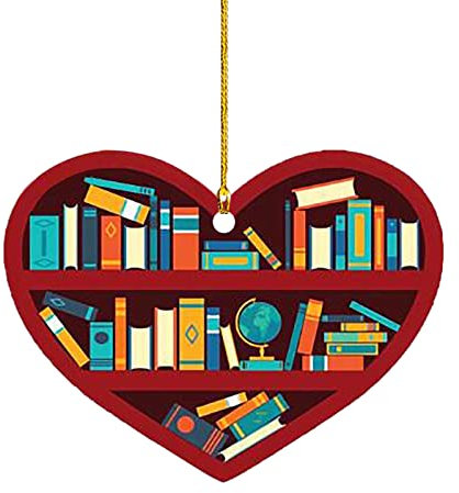 Ornamenti da appendere a forma di cuore per gli amanti dei libri, in acrilico, ornamento in cristallo (nero, taglia unica)