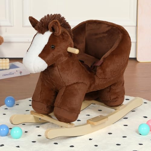 Pony Rocking Horse with Sound and Music for Ages 12-36 Months, Brown