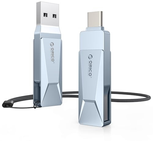 ORICO Cle USB 256 Go avec OTG, 150 Mo/s, Type-C et USB-A, Bleu, CB05 | 2-en-1, Métal, Plug & Play, Compatible avec iPhone 17/16/15, Smartphones/Tablettes/Ordinateurs Portables/PC Android